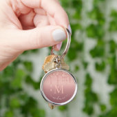 Monogram Naam Roos Gold Blush Glitter Sleutelhange Sleutelhanger (Hand)