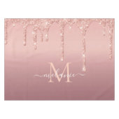 Monogram Naam Roos Gold Blush Glitter Tablecloth Tafelkleed (Voorkant (Horizontaal))