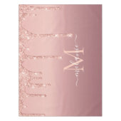 Monogram Naam Roos Gold Blush Glitter Tablecloth Tafelkleed (Voorkant)