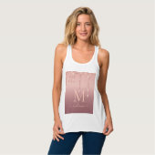 Monogram Naam Roos Gold Blush Glitter Tanktop (Volledige Voorkant)