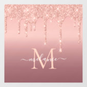 Monogram Naam Roos Gold Blush Glitter Window Cling Raamsticker (Vel)