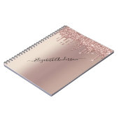 Monogram naam Roos Gold Glitter Drift Trendy Girly Notitieboek (Linkerzijde)
