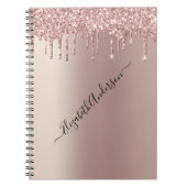 Monogram naam Roos Gold Glitter Drift Trendy Girly Notitieboek (Voorkant)