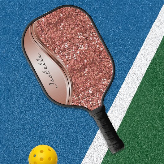 Monogram Naam Roos Gold Glitter look Pickleball Paddle