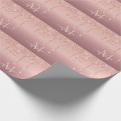 Monogram Naam Roos Goud Glitter Wrapping Paper Cadeaupapier (Hoek)