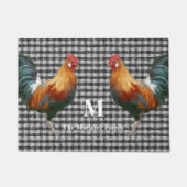 Monogram naam Rooster Rooster Red Black en White C Deurmat (Voorkant)