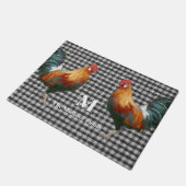 Monogram naam Rooster Rooster Red Black en White C Deurmat (Schuin)