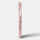 Monogram Naam Rose Gold Drip Glitter Blush Roze Case-Mate iPhone Case (Achterkant / Links)