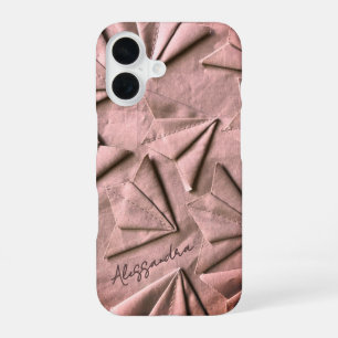 Monogram Naam Rose Goud 3D Effect Toile Look Cool iPhone 16 Hoesje