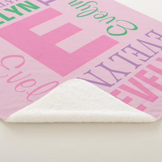Monogram naam roze baby meisje gepersonaliseerd sherpa deken (3/4)