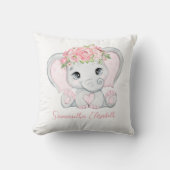 Monogram naam roze Baby olifant baby meisje kinder Kussen (Voorkant)