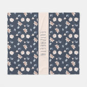 Monogram Naam Roze Blauw Bloemendesign  Fleece Deken (Voorkant (Horizontaal))