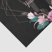 Monogram Naam Roze Bloem Geometrisch Frame Zwart Tissuepapier (Detail)