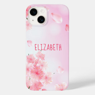 Monogram naam roze bloemige vrouwelijke mooie Case-Mate iPhone 14 hoesje