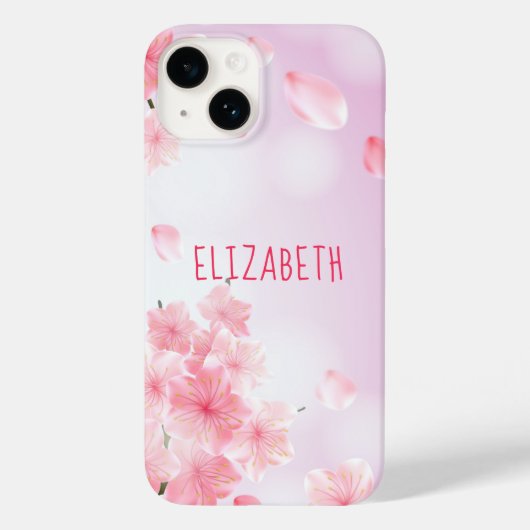 Monogram naam roze bloemige vrouwelijke mooie Case-Mate iPhone case (Achterkant)