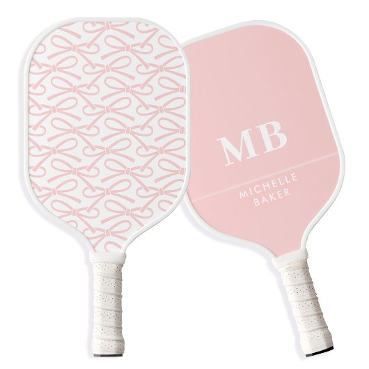 Monogram Naam  Roze Bow Pickleball Paddle