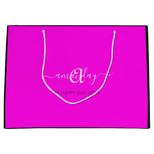 Monogram Naam Roze Bridal Sweet16th Wedding Groot Cadeauzakje (Voorkant)