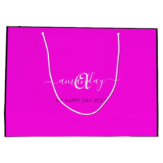 Monogram Naam Roze Bridal Sweet16th Wedding Groot Cadeauzakje (Achterkant)