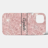 Monogram naam roze diamant bezette trendy Case-Mate iPhone case (Achterkant (horizontaal))