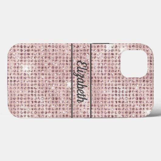 Monogram naam roze diamant bezette trendy Case-Mate iPhone case (Achterkant (horizontaal))