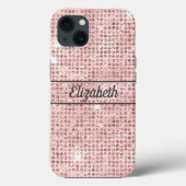 Monogram naam roze diamant bezette trendy Case-Mate iPhone case (Achterkant)