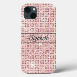 Monogram naam roze diamant bezette trendy Case-Mate iPhone case