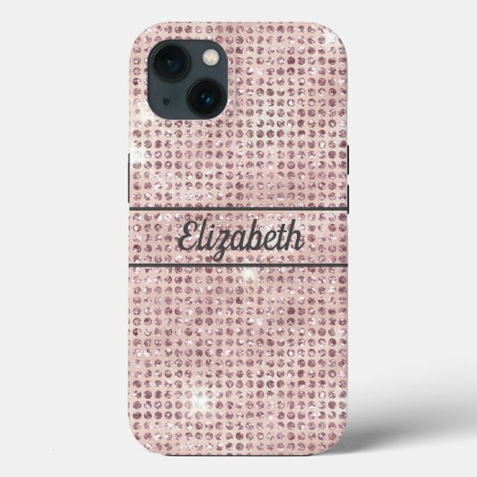 Monogram naam roze diamant bezette trendy Case-Mate iPhone case (Achterkant)