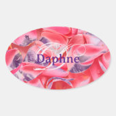 Monogram Naam Roze Elegante Eenvoudige Moderne Sja Ovale Sticker (Voorkant)