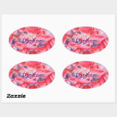 Monogram Naam Roze Elegante Eenvoudige Moderne Sja Ovale Sticker (Vel)