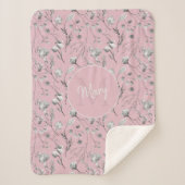 Monogram naam roze floraal gepersonaliseerd sherpa deken (Voorkant)