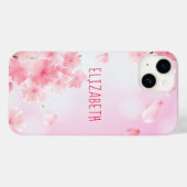 Monogram Naam Roze Floral Feminine Case-Mate iPhone Case (Achterkant (horizontaal))