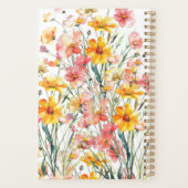 Monogram Naam Roze Gele Wilde Bloemen Bloemen Planner (Achterkant)