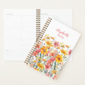 Monogram Naam Roze Gele Wilde Bloemen Bloemig Planner (Display)