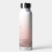Monogram Naam Roze Glitter Stijlvol Monogrammen Waterfles (Links)
