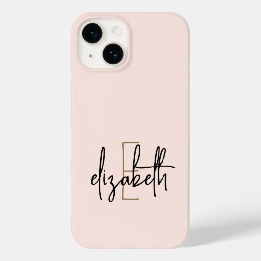 Monogram Naam Roze Gold Modern Case-Mate iPhone Case (Achterkant)