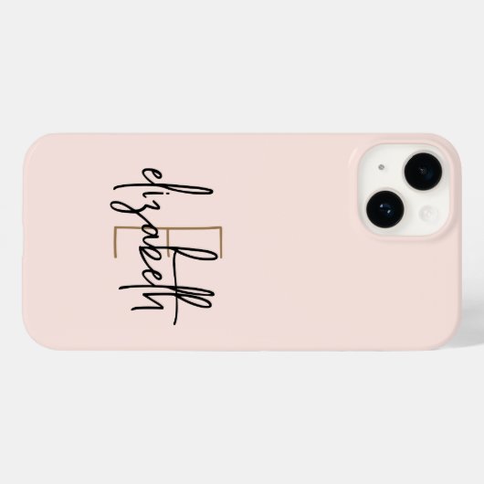 Monogram Naam Roze Gold Modern Case-Mate iPhone Case (Achterkant (horizontaal))