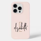 Monogram Naam Roze Gold Modern Case-Mate iPhone Case (Achterkant)