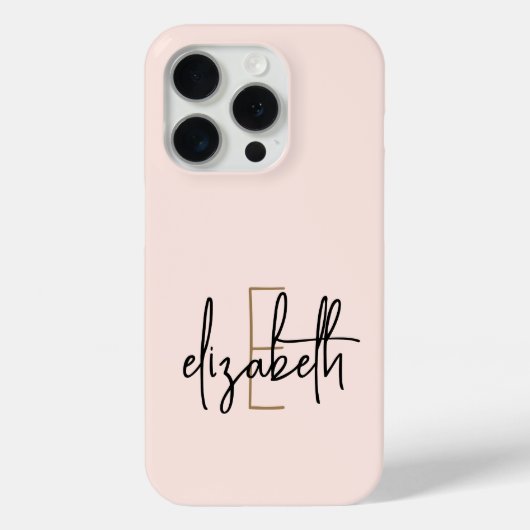 Monogram Naam Roze Gold Modern Case-Mate iPhone Case (Achterkant)