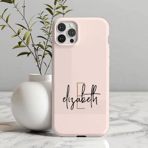 Monogram Naam Roze Gold Modern iPhone 15 Pro Case