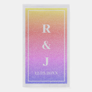 Monogram Naam Roze Goud Glitter Ombre Bruiloft Servet