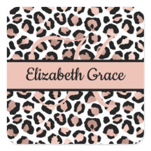 Monogram naam roze goud zwart luipaardprint