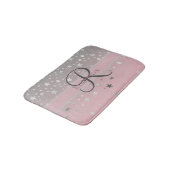 Monogram Naam Roze Grijs Zilver Sterren Trendy Badmat (Gekanteld)