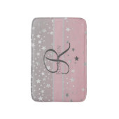 Monogram Naam Roze Grijs Zilver Sterren Trendy Badmat (Voorkant Verticaal)