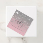 Monogram naam roze grijs zilver sterren trendy cla bedankjes labels (In situ)