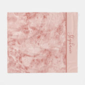 Monogram Naam Roze Koraal Witte Marmer  Fleece Deken (Voorkant (Horizontaal))