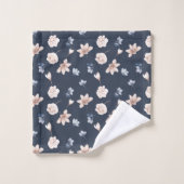 Monogram naam roze marineblauwe bloem  bad handdoek (Wasdoekje)