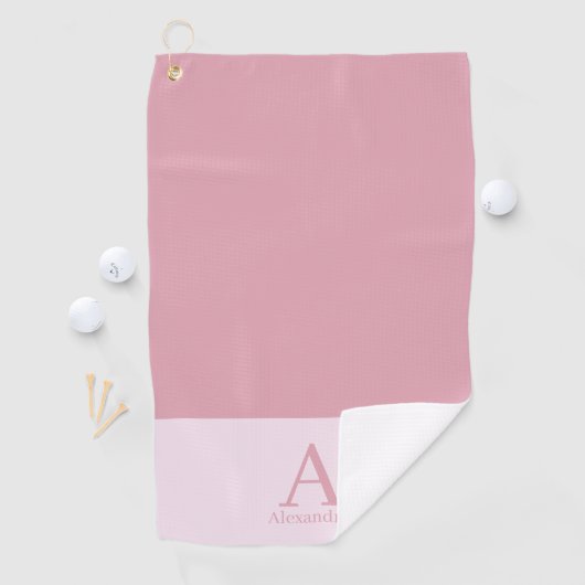 Monogram Naam Roze Matig Minimaal Golfhanddoek (Insitu)