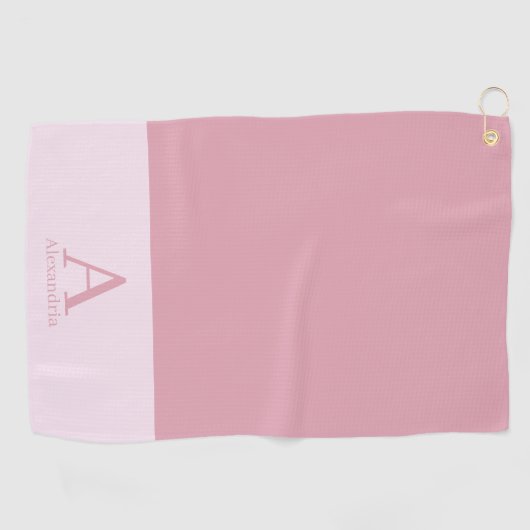 Monogram Naam Roze Matig Minimaal Golfhanddoek (Horizontaal)