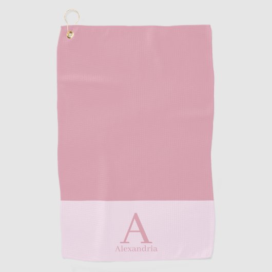 Monogram Naam Roze Matig Minimaal Golfhanddoek (Voorkant)