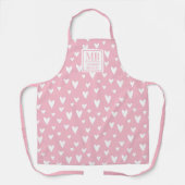 Monogram Naam Roze Modern Liefde Hart Girly Schort (Voorkant)